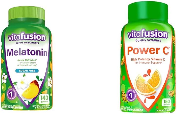 Vitafusion Melatonin 140ct力CのビタミンCのグミー150ct免疫サポートオレンジ味
