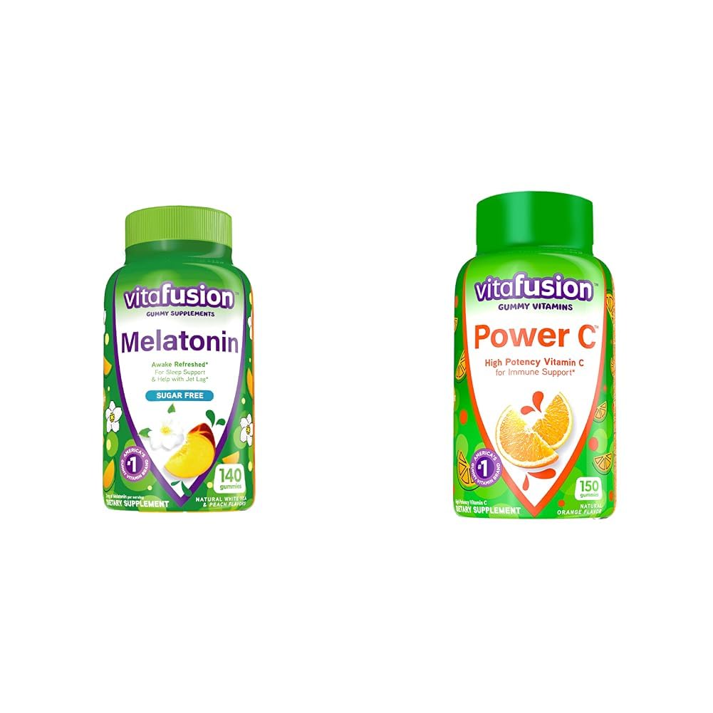 Vitafusion Melatonin 140ct力CのビタミンCのグミー150ct免疫サポートオレンジ味