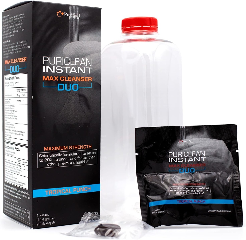 WellgenixのPuricleanの即刻の最高の洗剤のDuo、20Xのより強い速い代理の粉及びSoftgelsのトロピカル パンチ味、優れた草の清潔なDetoxの極度な毒素のレベル、1のパケット及び2つの解放のための理想