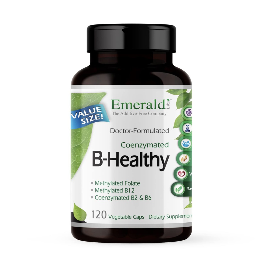 EMERALD LABS B - ビーガンビタミンB複合体 - メチル化された葉酸とフルスペクトラムBビタミン - 免疫、脳、心臓の健康をサポート* - 120野菜カプセル