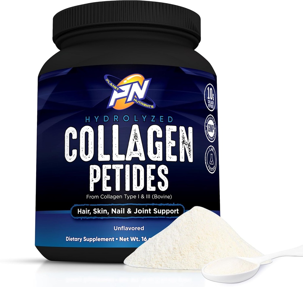 Hydrolyzed Collagen Peptides - Collagen Type I & III Vitamins for Hair, Skin, Nails, and Joint Support