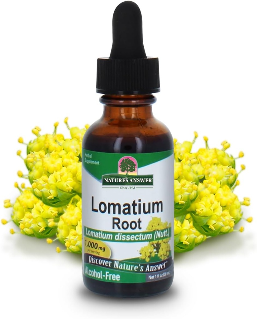 Nature’s Answer Lomatium Root Extract Lomatium Dissectum - Natural Herbal Supplement - Gluten Alcohol-Free - Ideal for Immunity Overall Health Wellbeing – 500mg (1 FL Oz)