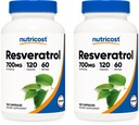Nutricost Resveratrol 700mg; 120 野菜カプセル - 50% トランスレスベラトロール (2 ボトル)
