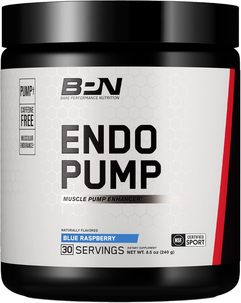 BARE PERFORMANCE NUTRITION, BPN Endo Pump Pre-Workout Muscle Pump Enhancer, Increased Blood Flow/Oxygen Transport to Muscles, Blue Raspberry