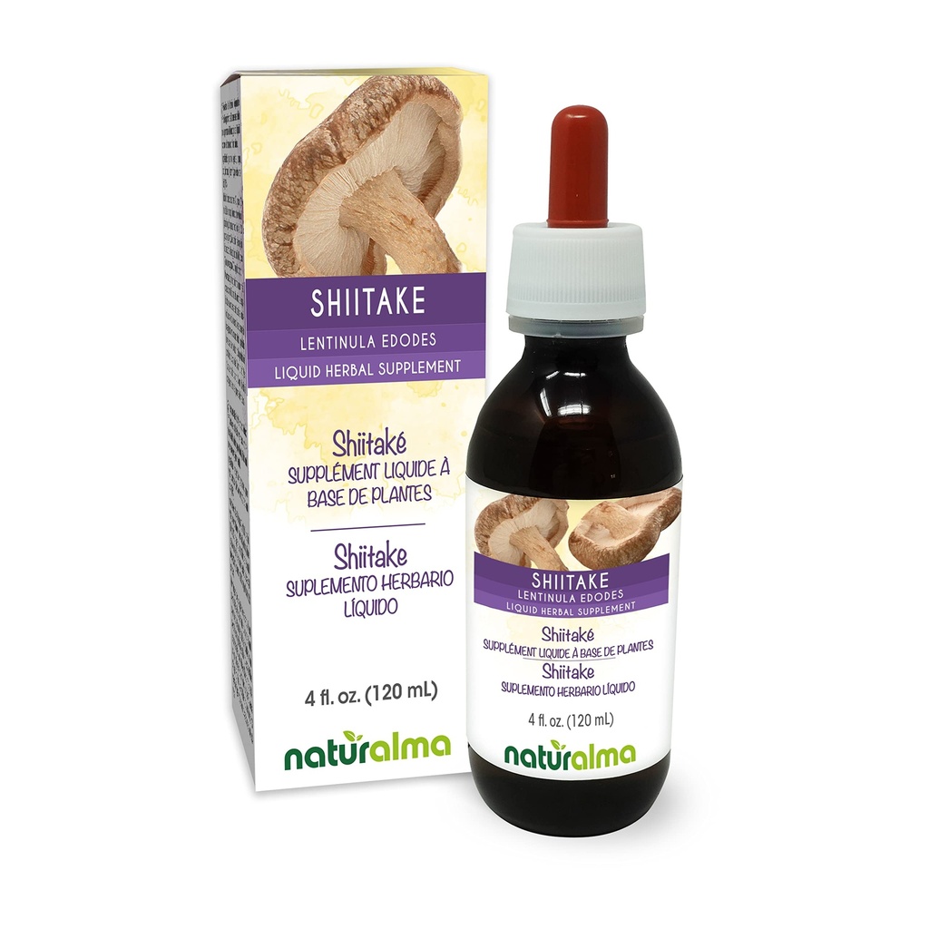 ナチュラルマ・シイタケ(レンチヌラ・エドデド) 菌類やマッシュルーム アルコールフリー チンキ 4 fl oz 液体エキス ドロップ | ハーブサプリメント | ヴィーガン | イタリア産