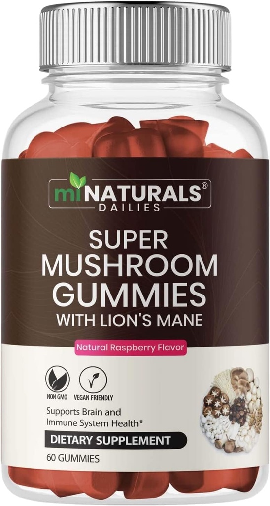 MINATURALS 大人のための極度のきのこのグミー、10Xのきのこの補足w/Lionsのマネ、サポート 脳および免疫システム健康、これ以上の丸薬及びカプセル無し
