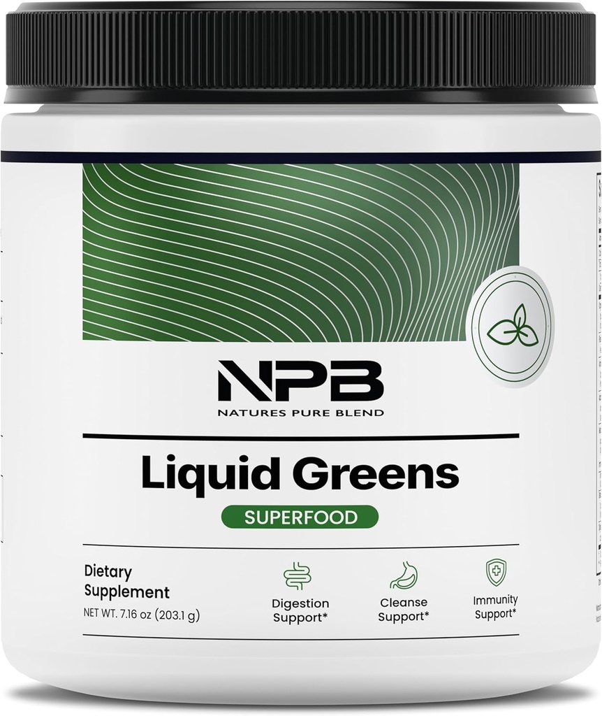 Nature's Pure Blend Super Greensパウダー - グリーンジュース&スムージーのためのオーガニックグリーンスーパーフードパウダーサプリメント - プロバイオティック - エネルギーウェルネスと消化のためのドリンクミックス(抹茶味、30サービング)