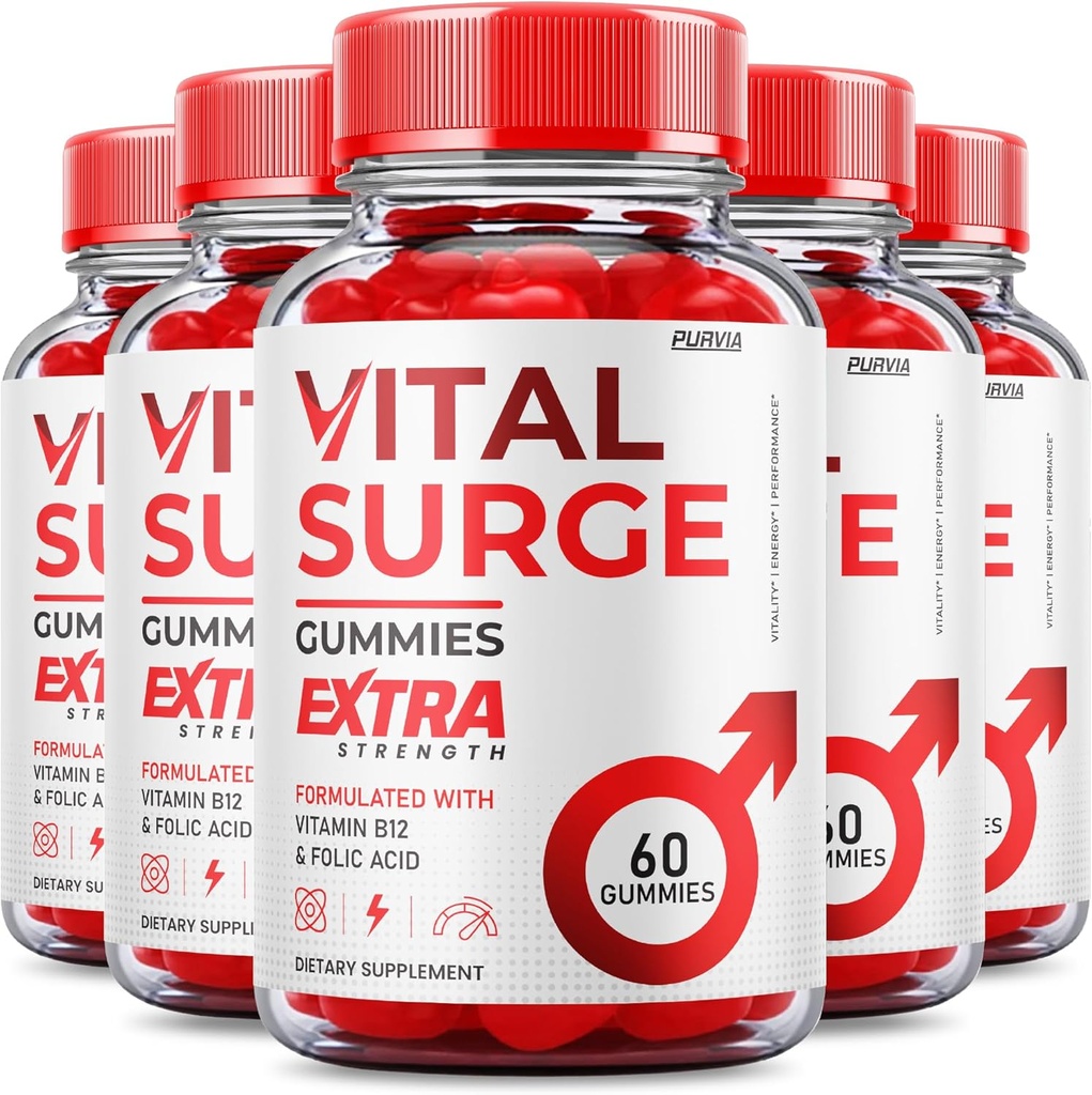 (5 Pack) Vital Surge Gummies - Official Formula - Maximum Strength Vital Surge Gummies, Vitalsurge Vitamin Supplement Gummies Advanced Wellness Support, Vital Surge Gummies Made in USA (300 Gummies)