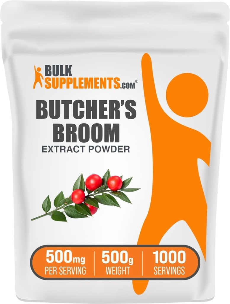BulkSupplements.com Butcher's Broom Extract Powder - Butchers Broom、Herbal Supplement - ビーガン&グルテンフリー、500mg/サービング、500g(1.1ポンド)(パッケージ1)