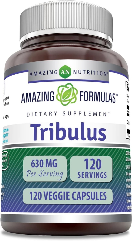Amazing Formulas Organic Tribulus Terrestris Extract Supplement | 630 Mg Per Serving | 120 Veggie Capsules | Non-GMO | Gluten-Free | Made in USA