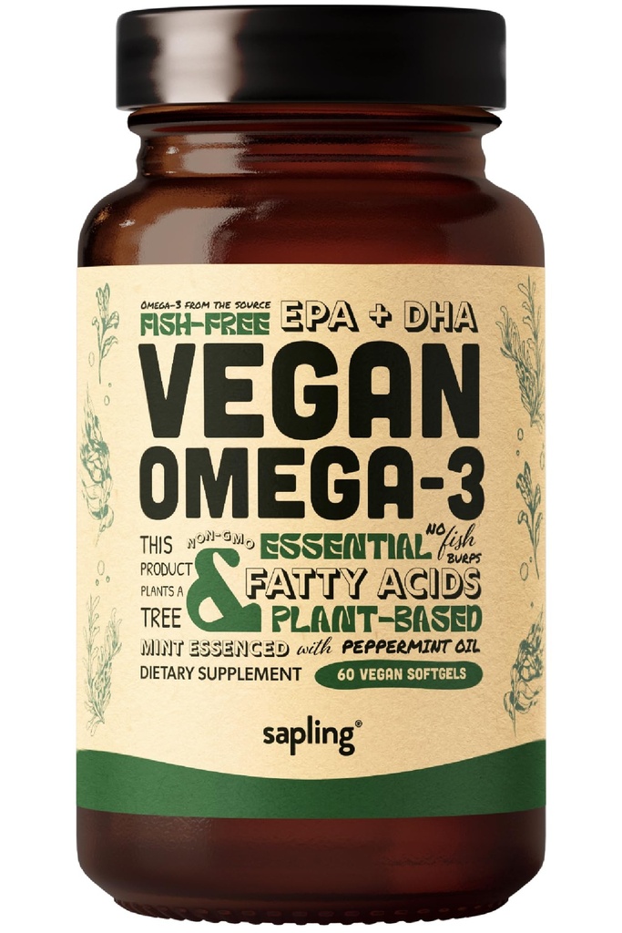 ビーガンオメガ3サプリメント - 植物ベースのDHA&EPA脂肪酸 - カラギーナンフリー、魚油代替、ハートをサポート、脳、関節の健康 - 持続的に供給藻 - 60ソフトゲル