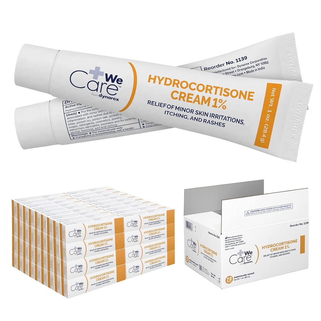 Dynarex Hydrocortisone クリーム - マイナースキンのかゆみ、発疹、苛立ちの一時的な救済のための Topical Anti-Itch Hydrocortisone 軟膏 - 72 - 1oz チューブ