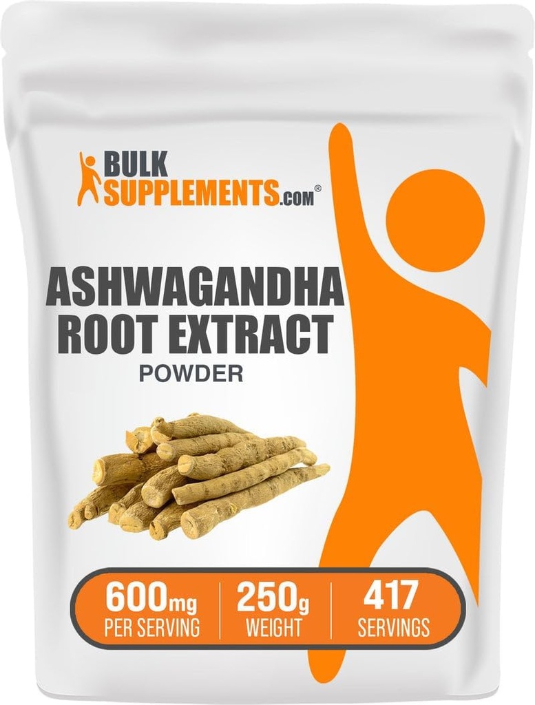 BulkSupplements.com Ashwagandhaの根のエキスの粉 - Ashwagandhaの補足、草の補足 - 完全菜食主義者の及びグルテンフリー、サービングごとの600mg、250g (8.8のoz) (1のパック)