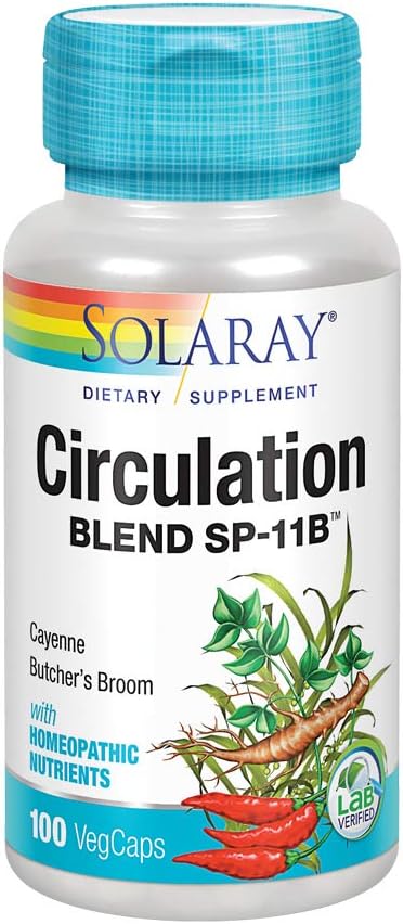 SOLARAY Circulation Blend SP-11B | Herbs & Cell Salt for Healthy Circulatory System Support | 50 Servings | 100 VegCaps