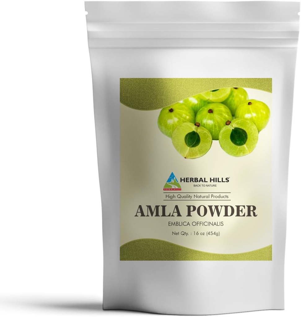 HERBAL HILLS Amla Powder 454 GMS Indian Gooseberry Emblica Officinalis Rich in Antioxidant (16 Ounce Pack of 1)
