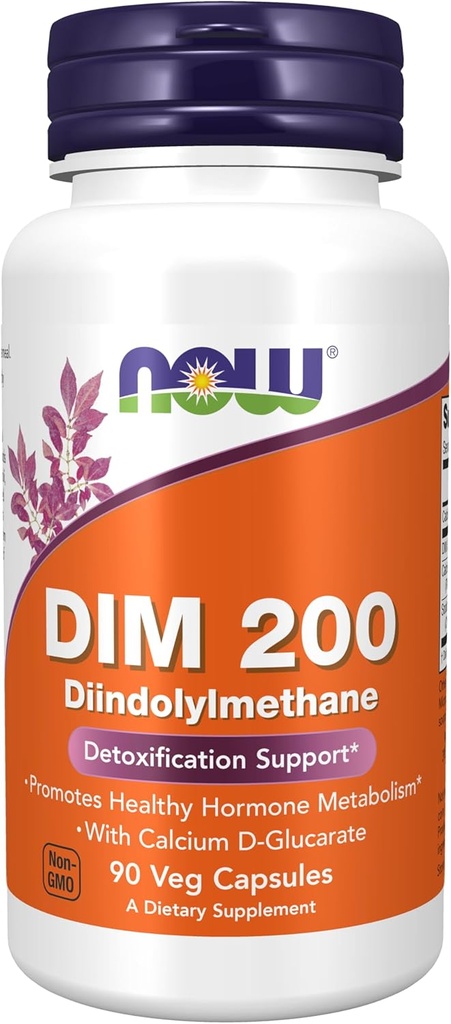 NOW Foods Supplements, DIM 200 (Diindolylmethane) with Calcium D-Glucarate, 90 Veg Capsules