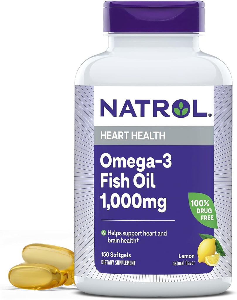 Natrol、Omega-3の魚油のSoftgels、中心の健康の食事療法の補足、1000のmg、150の計算