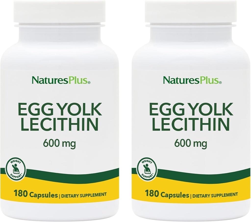 NaturesPlus 卵黄レシチン - 600 mg、180カプセル - 2のパック - 大豆フリー、グルテンフリー - 180 総サービング