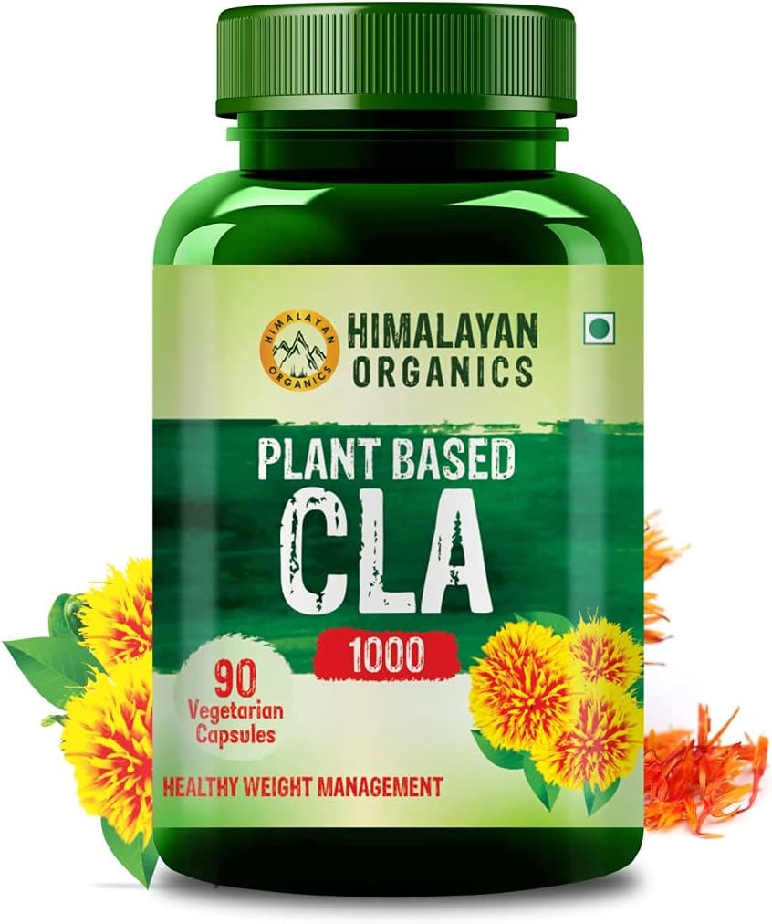Himalayan Organic Organic Organic オーガニック 植物由来のCLA 1000 Safflower Oil Extract Fat Burner Supplement | 免疫ブースター、体重管理、リーンマッスルマス | 男性用・女性用 -90 Veg Capsule