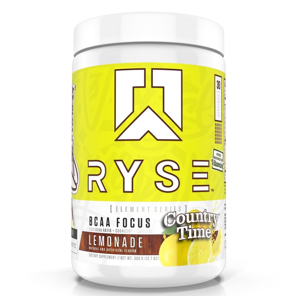 RYSE BCAAフォーカスパウダー - カントリータイムレモネード - 電解液、自然カフェイン、コグニジンとBCAAサプリメントは、水分補給、回復、エネルギー、男性と女性のための焦点 - 30のサービングをサポート