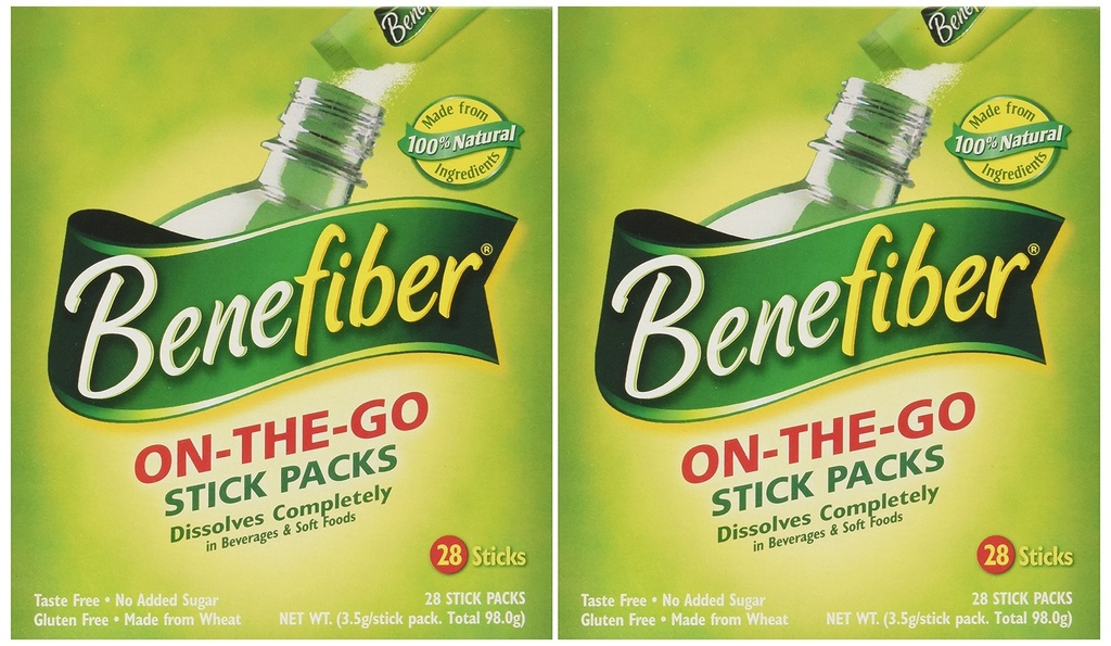Benefiberの棒のパック繊維の補足、味は放します、完全に28-4g (0.14oz) 2PACK TOTAL 56のステッカーを溶かします