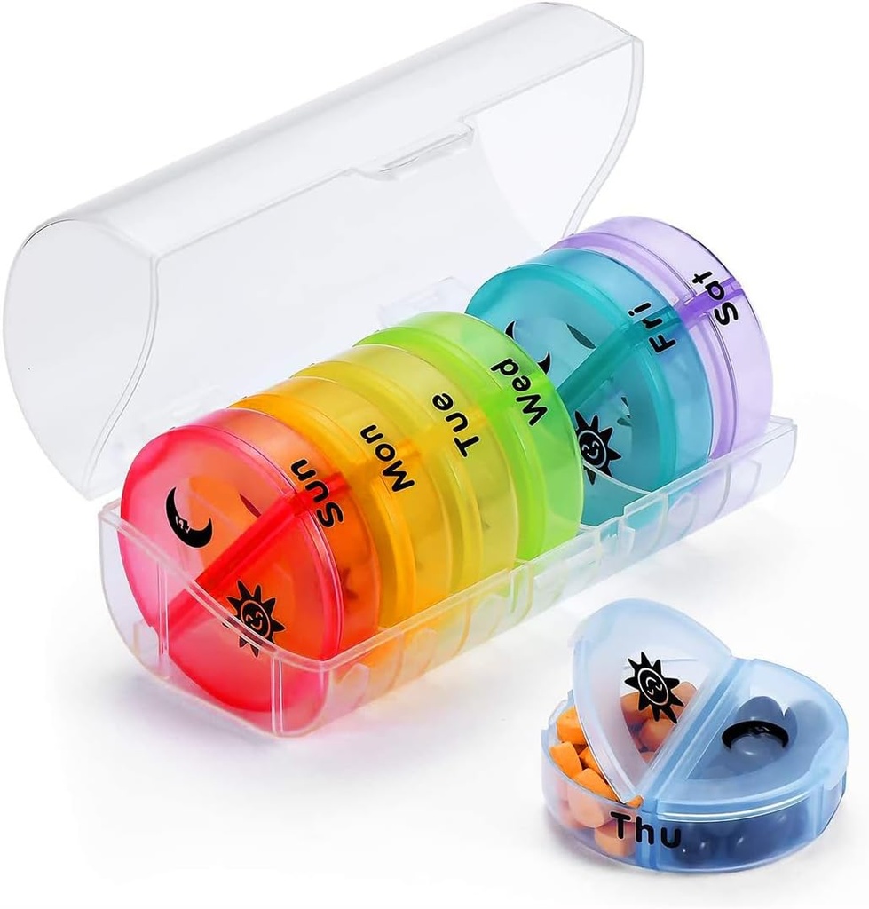 医学箱旅行丸薬のオルガナイザーの箱、2日、大きいAM/PM週刊の丸薬ディスペンサーのプレーナー、薬の補強剤のホールダー7日のためのビタミン、魚油、毎日のカルシウム補足、カプセル