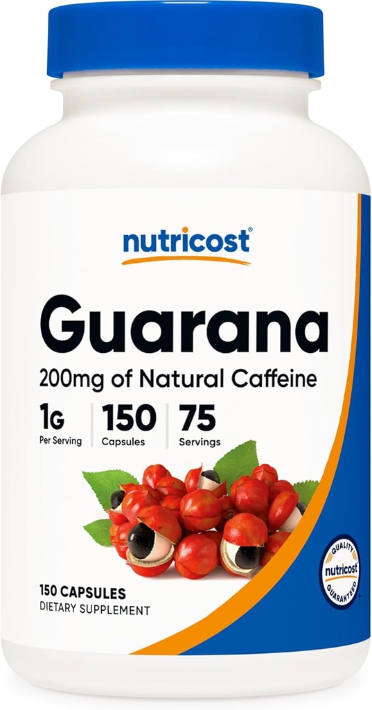 Nutricost Guarana 1000mgサービング、150ベジタリアンカプセル - 天然ハーブブラジルカフェインエナジャイザーサプリメント