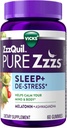 ZzzQuil PURE Zzzs De-Stress 2mg Melatonin Gummies、大人のための睡眠の援助、応力サポートのためのashwagandha、60のグミ