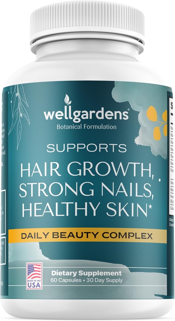 100% Pure Hair Skin and Nails Vitamins - Biotin Vitamins for Women and Men, Ages 18 and Up, Supports Faster Hair Growth, Stronger Nails, Healthy Skin, Extra Strength 78,1119mcg - 1 Month Supply