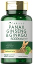 カーライル・パナックス・ギン&イチョウ5000mg | 120 ベジタリアンカプセル | ノンGMO&グルテンフリーサプリメント