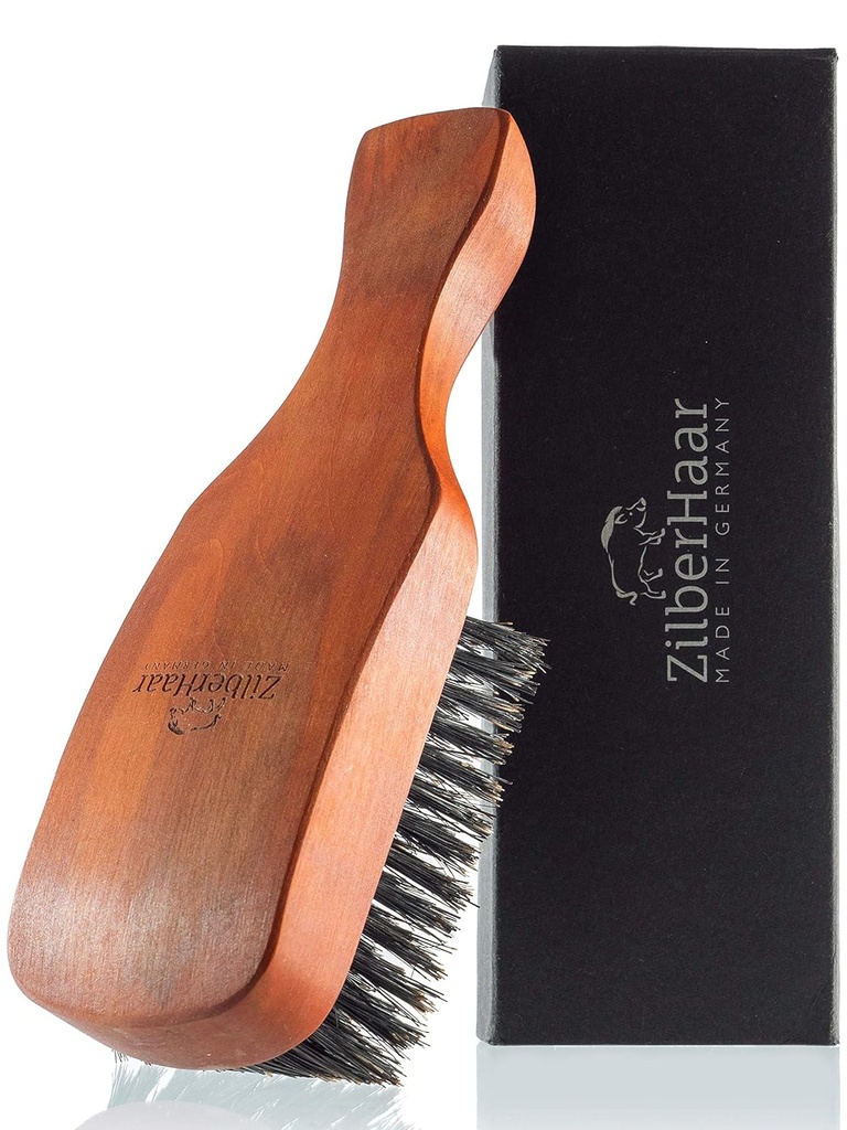 ZilberHaar男性のための主要なヘア&ベアードブラシ - ボアブリストルとパールウッド - すべてのベアードとヘアタイプ - ドイツ製