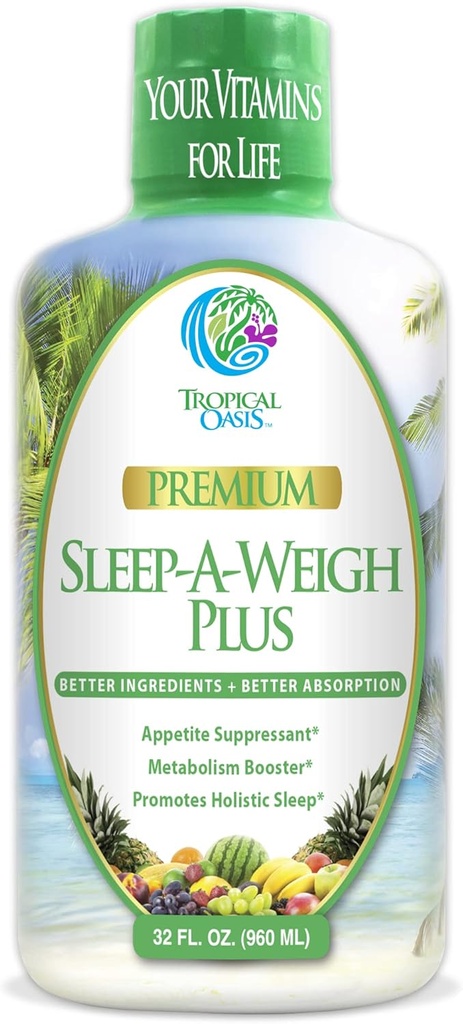 Sleep-A-Weigh Plus | 液眠マルチミネラル | 天然睡眠・ストレス・減量補助剤 | w/Collagen、L-Carnitine、L-Lysine、Tonalin CLA、Apple Cider Vinegar、5-HTP、ビタミン | Non-GMO | 32 サーブ
