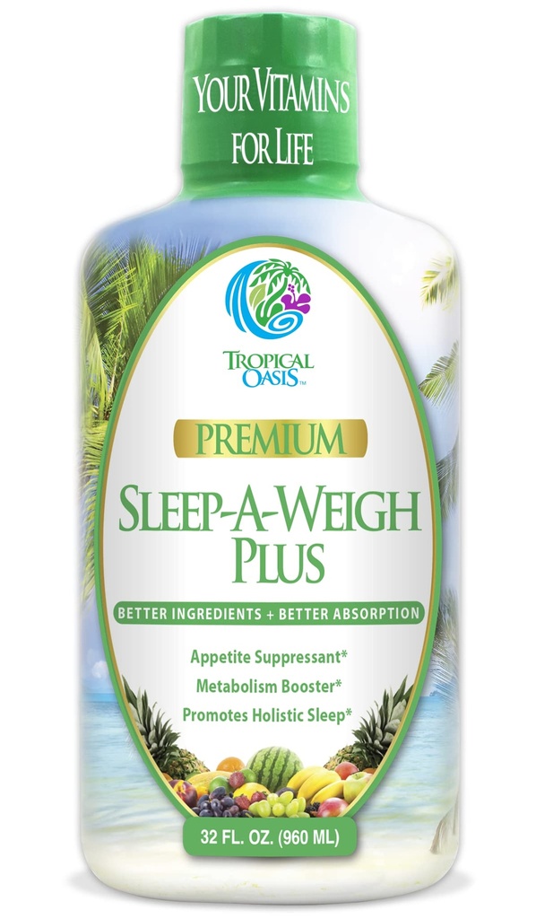 Sleep-A-Weigh Plus | 液眠マルチミネラル | 天然睡眠・ストレス・減量補助剤 | w/Collagen、L-Carnitine、L-Lysine、Tonalin CLA、Apple Cider Vinegar、5-HTP、ビタミン | Non-GMO | 32 サーブ