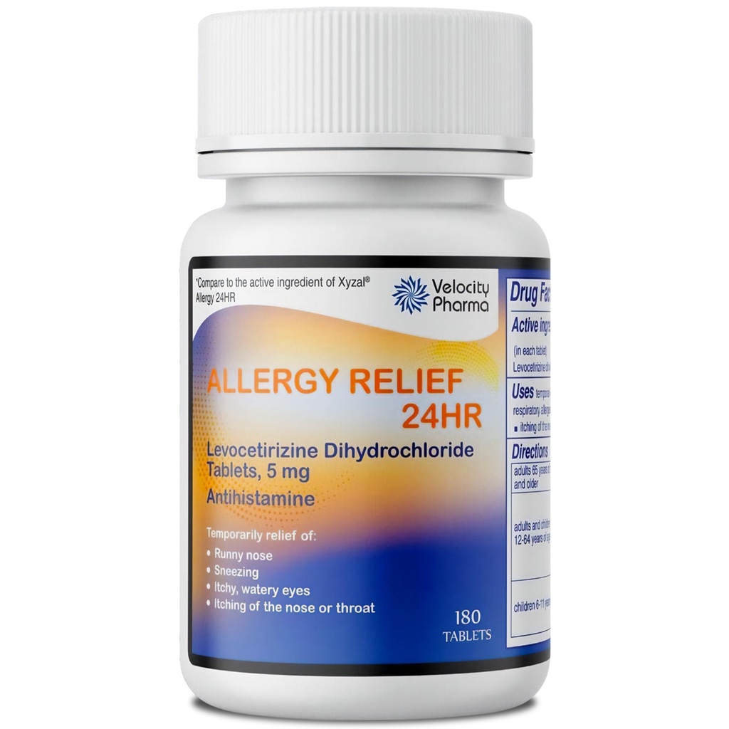 LevocetirizineのDihydrochloride 5mg USPのタブレット、24時間のアレルギーの救助の非眠気のAntihistamine、180の計算