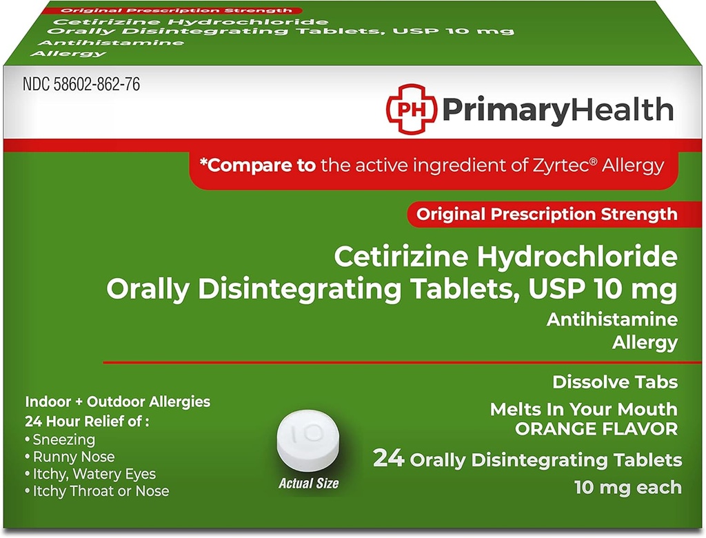 Cetirizine Hcl、10mg Odt、24カウント、24カウント