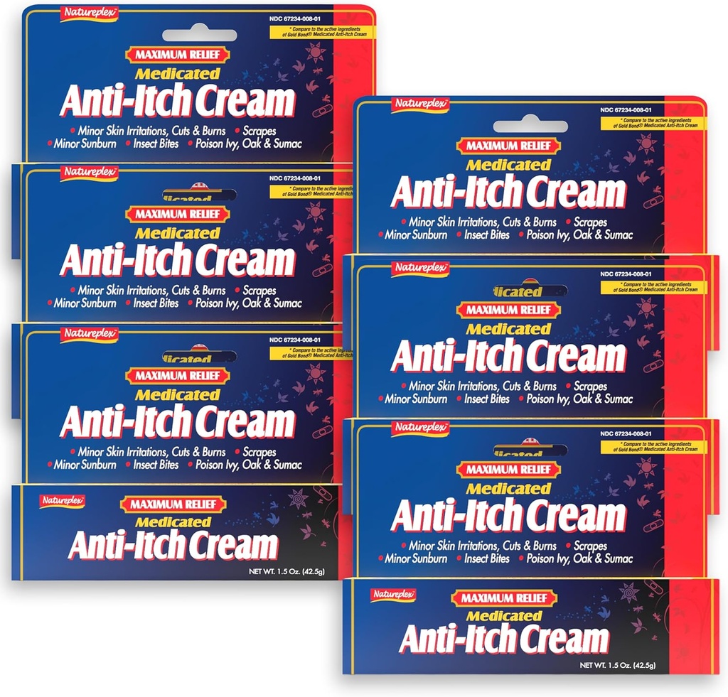 Natureplex最大救済薬用アンチアイッチクリーム1.5oz(6パック) - 発疹、ビッツ、サンバーン、カット、バーン、毒アイビー&その他 - 冷却メンソール&プラモキシン - アメリカ製