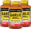 MASON NATURALのニンニクオイル1000のmg、300の日の供給のSoftgelsは、正常な循環機能、3パックを支えます