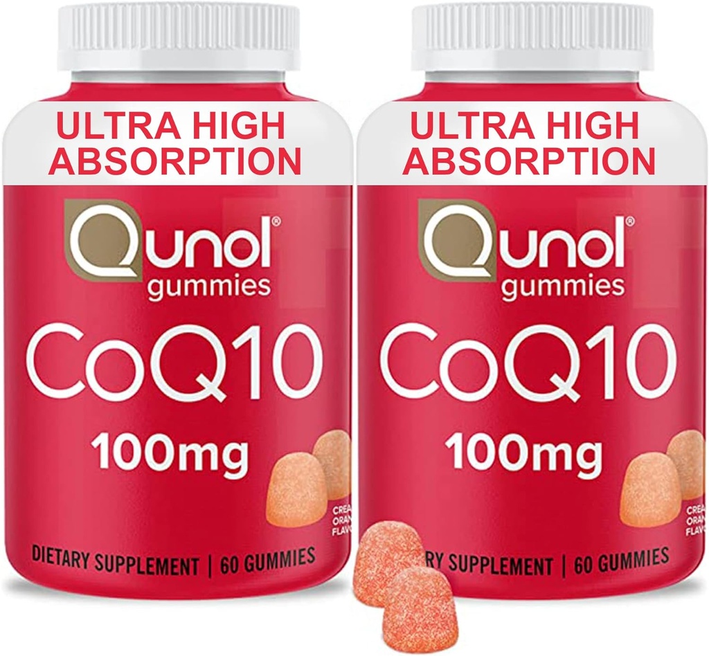 Qunol CoQ10グミー, CoQ10 100mg, おいしいグミーサプリメント, 助けは心の健康をサポート, ビーガン, グルテンフリー, 超高吸収, 2 ヶ月の供給 (60 , パック 2)