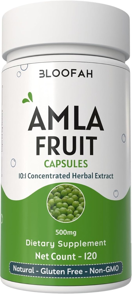 Amla フルーツ カプセル 500mg | 集中10:1 エキス フィランサス emblica | 天然ハーブ サプリメント | 非GMO、グルテンフリー | 伝統的ウェルネス フォーミュラ (1個入)
