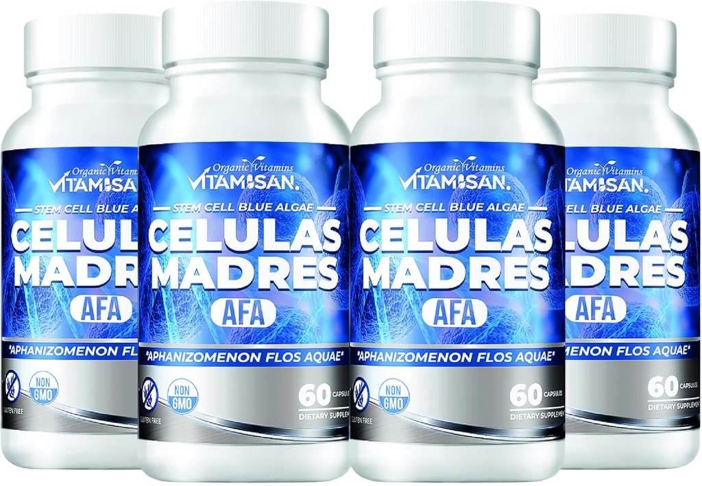 VITAMISAN 4 Celulas Madres Stemcells Celula AFA Blue Green Algae - Aphanizomenon Flos-aquae -アンチエイジング 240 カプセル 新しい いいえ GMO