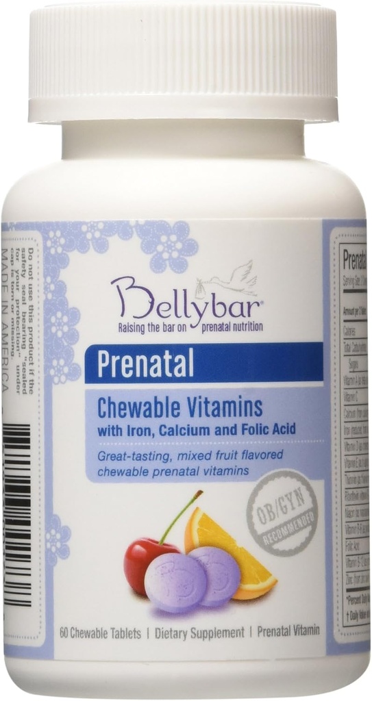 Bellybar 60タブのPrenatal Chewableビタミン