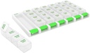 EZY DOSE Weekly (7 Day) 4 Times a Day Push Button Pill Organizer and Vitamin Planner, Removable Daily Pillboxes, Green, Convenient and Easy to Use, Clear Lids, Large, BPA Free