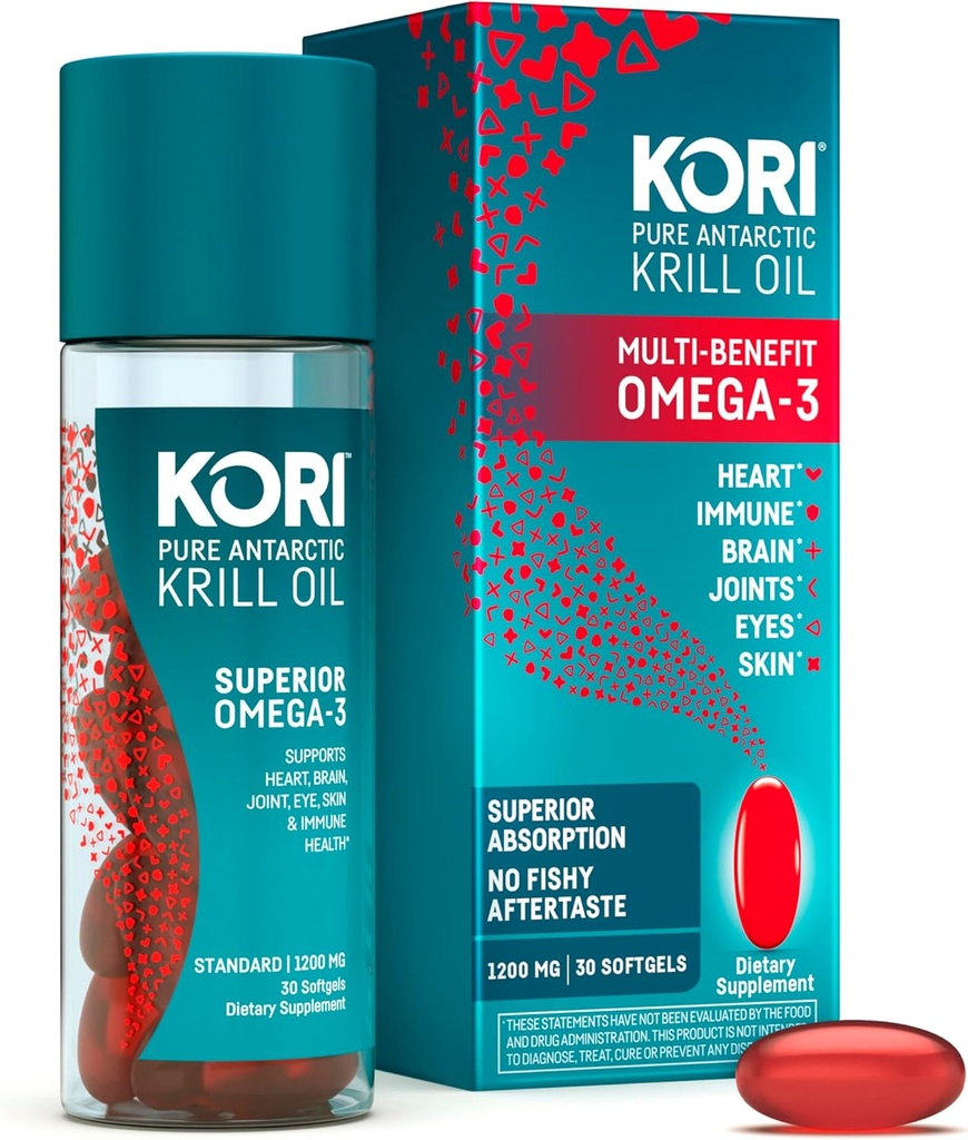 Kori Krill オイルオメガ 3 の補足、優秀な吸収および魚油、1200mg の Softgels、30 の Softgels、EPA 及び DHA の Anarctic Krill オイル