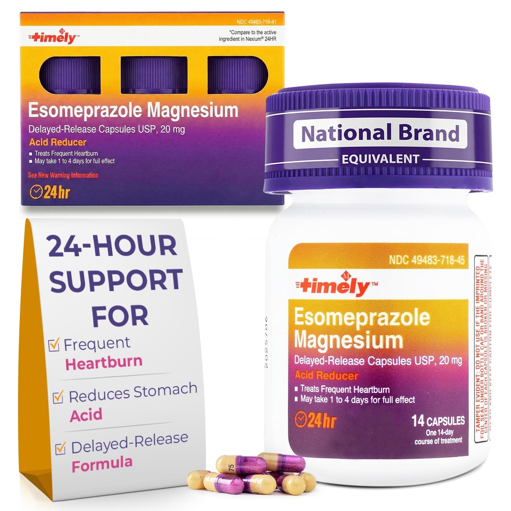 時機を得たEsomeprazoleのマグネシウム20mgのAntacidの丸薬-Stomachの酸の減力剤、頻繁な心バーンの救助及び酸の還流の薬- 24時間のEsomeprazoleの遅れた解放のカプセル- 42の計算