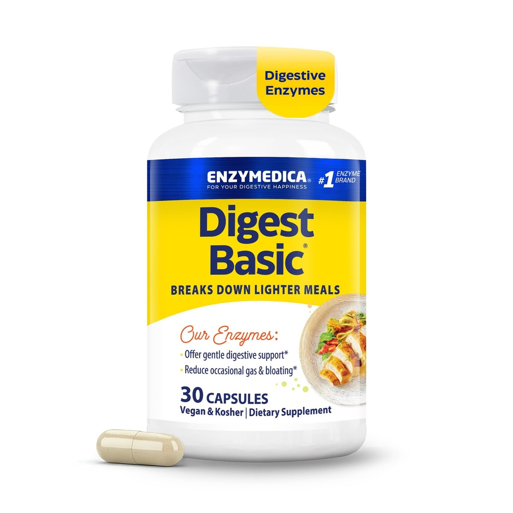 Enzymedica - ダイジェストベーシック、エッセンシャルフルスペクトラム消化酵素、30カウント