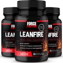 フォースファクターLeanFire、3パック、グリーンティーエキスとカフェインを備えたプレワークアウトエネルギーピル、リーンマッスルの構築、アスレチックパフォーマンスの向上、フォーカスの増強、90カプセル