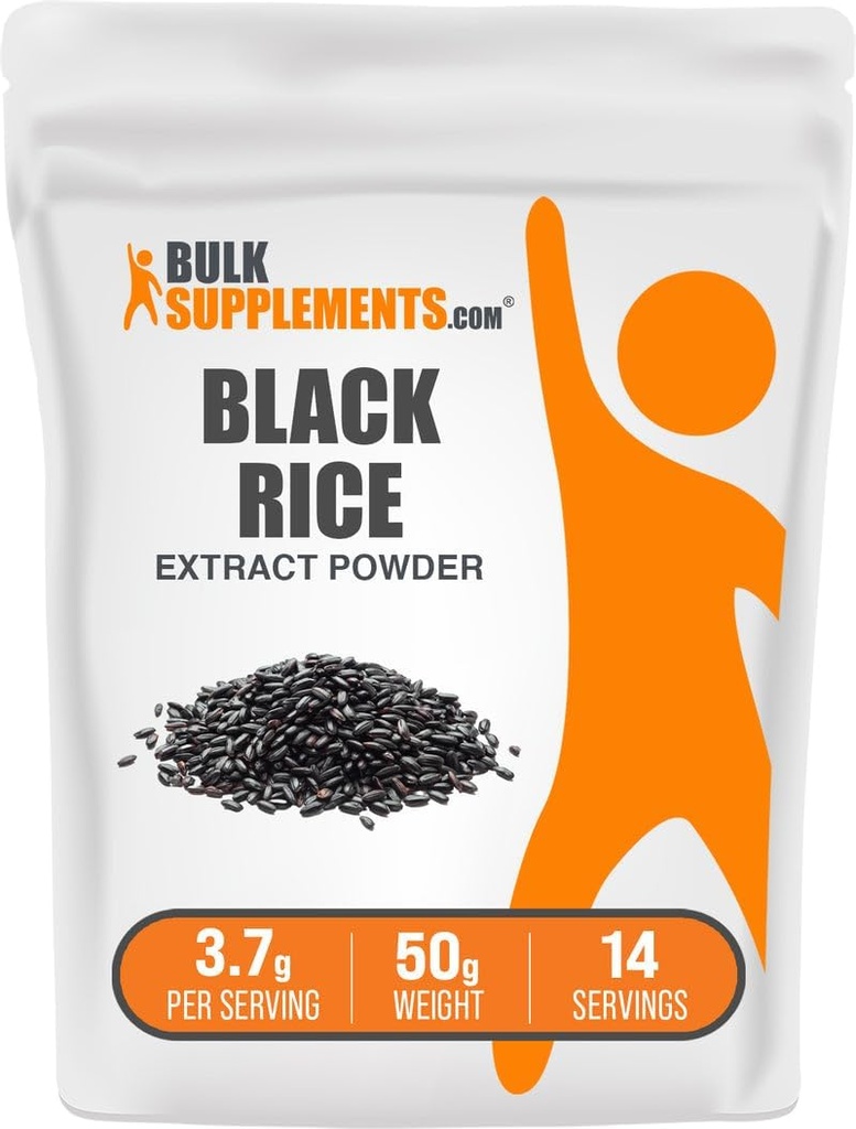 BulkSupplements.comブラックライスエキスパウダー - ブラックライスパウダー、グルテンフリーサプリメント - 味付けの3.7g、50g(1.8オンス)(パッケージ1)