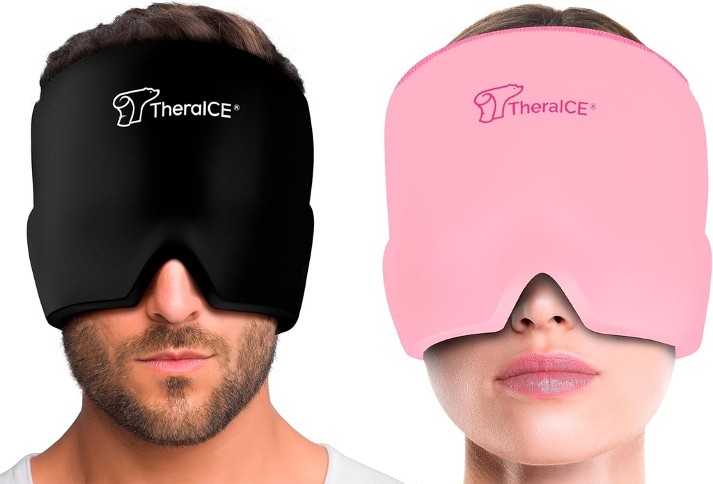 Theraice Migraineの救助の帽子、頭痛のアイス パックのマスク プロダクト、冷却のゲルの帽子、表面の張力、圧力及び掛かることのための冷たい圧縮の頭部の覆い