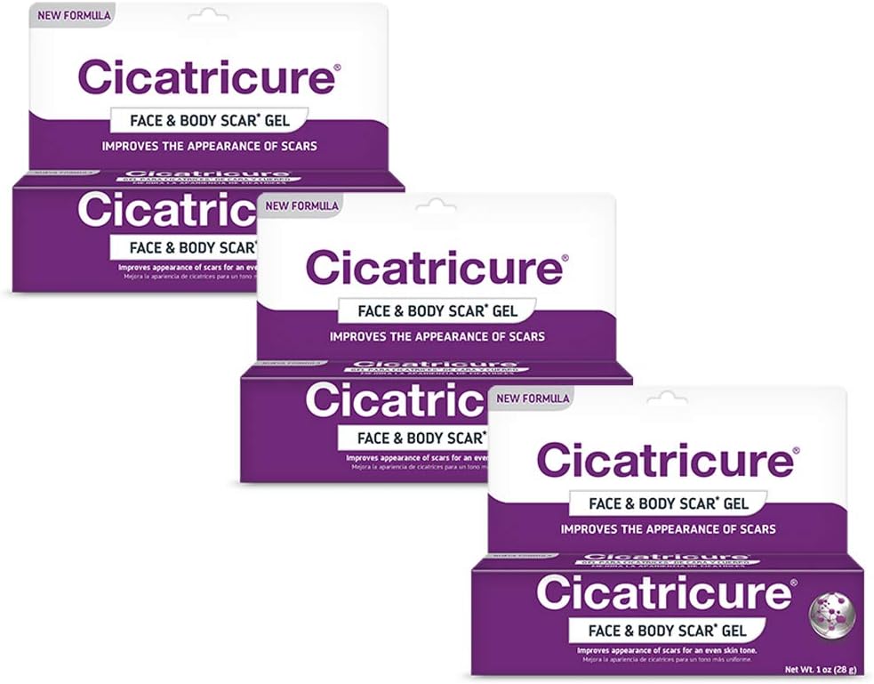 Cicatricure 顔 & ボディ アドバンスト スカー ゲル, 古い & 新しいスカーのスカー ゲル, フェード ストレッチ マーク 離れて, 外科的スカー, 怪我, バーン, 大人 & 子供のための, 1 オンス (28g), 3 パック