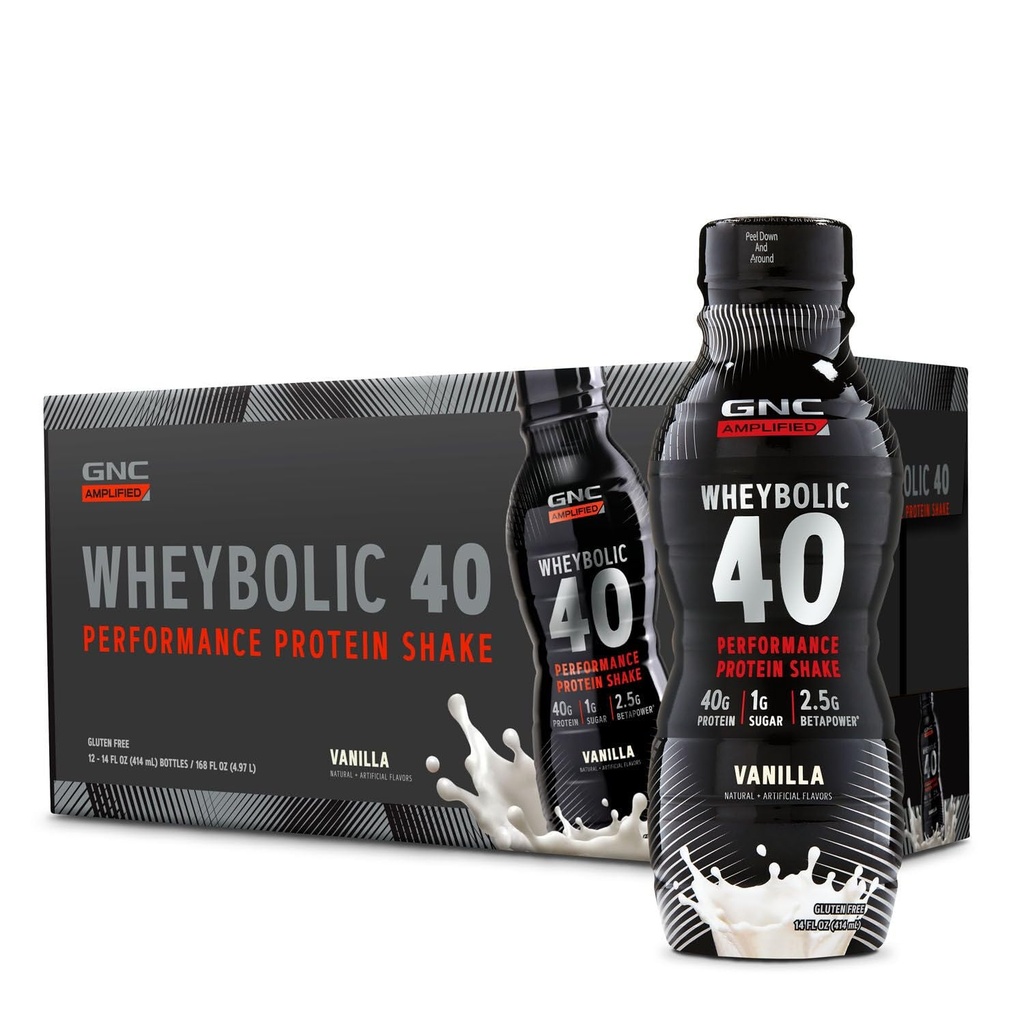 GNC AMP Wheybolic 40 - バニラ - 14oz。 (12 ボトル)